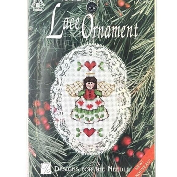 Vintage Lace Ornament Christmas cross stitch embroidery kit sealed set of 3 - Picture 4 of 5